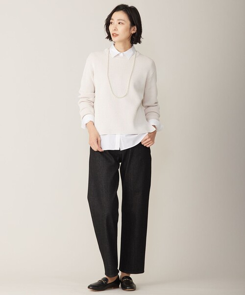ニット セーター 「WEB限定カラーあり・洗える」CLEAR COTTON BLEND サイドスリット ニット レディース ニット セーター 「WEB限定カラーあり・洗える」CLEAR COTTON