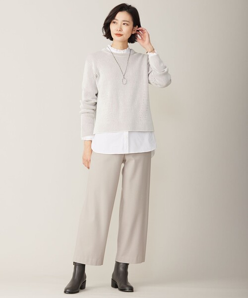 ニット セーター 「WEB限定カラーあり・洗える」CLEAR COTTON BLEND サイドスリット ニット レディース ニット セーター 「WEB限定カラーあり・洗える」CLEAR COTTON