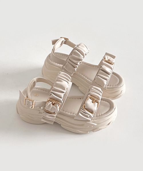 Shoes in Closet（シュークロ） サンダル +6.5cm 軽量 厚底 ギャザー