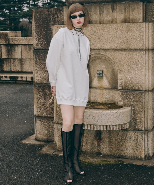 eimy istoire - eimyistoireフロントロゴスウェットミニワンピース　レディース エイミーイストワール eimy istoire EIMYロゴスウェットミニ