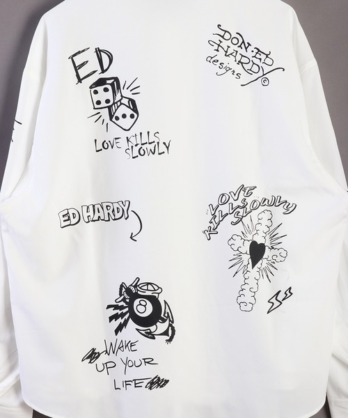 Ed Hardy（エド・ハーディー） シャツ 長袖 プリントシャツ メンズ