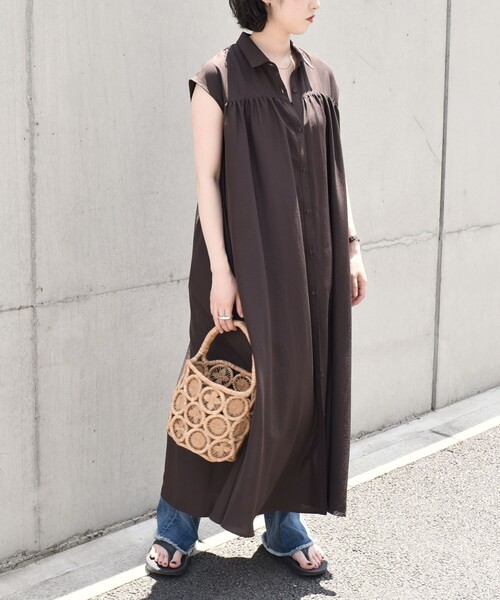 quaranciel シャツワンピース quaranciel:「洗濯機可能」フィブリル