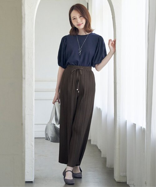 ikka パンツ 「親子コーデ」さらっとプリーツワイドパンツ