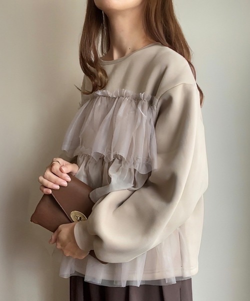 FILLOU（フィルー） トレーナー スウェット フリルドッキング裏起毛