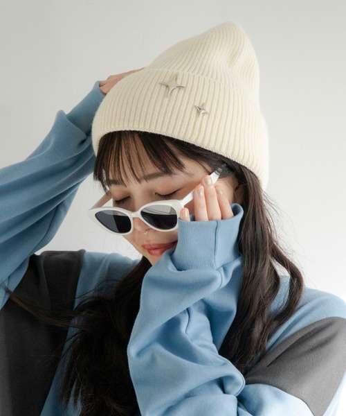 WEGO ニット帽 ニットキャップ WEGO/スタッズ付きニットビーニー