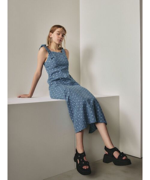 オーダワンピース CALNAMUR ワンピース DENIM JACQUARD FLOWER OP/デニム