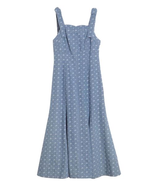 CALNAMUR ワンピース DENIM JACQUARD FLOWER OP/デニム