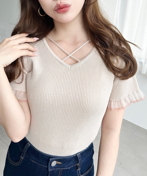 エブール ニット シアーコットンアセテート ワイドリブ カットソー 半袖 FREAK'S STORE/ハンド ウォッシャブル リネン ミックス シアー 半袖