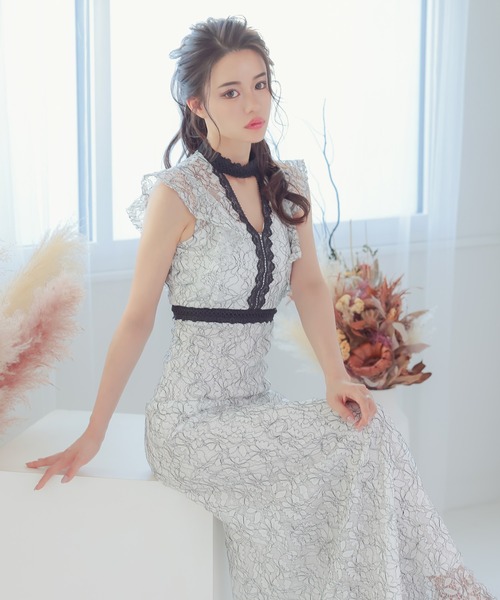 Tika（ティカ） ドレス キャバドレス ロング フレア ノースリーブ