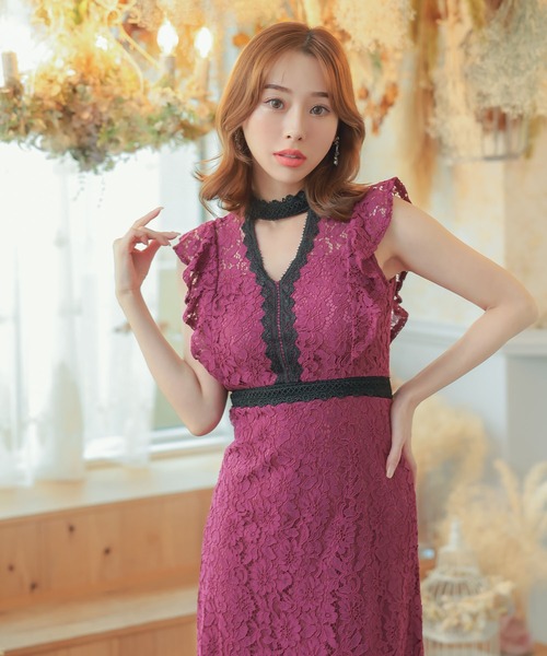 Tika（ティカ） ドレス キャバドレス ロング フレア ノースリーブ