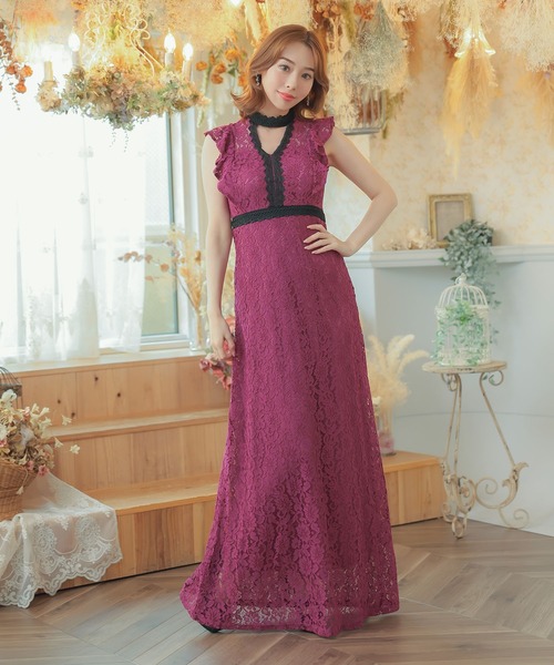 Tika（ティカ） ドレス キャバドレス ロング フレア ノースリーブ