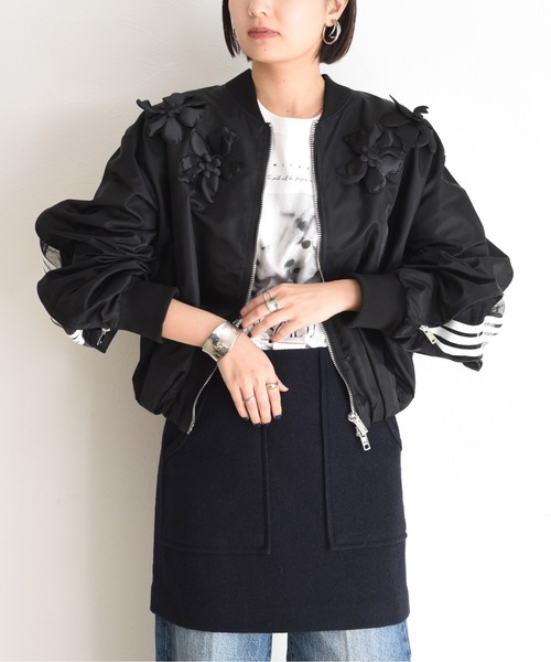 新品　Eimee Law ブルゾン アウター フラワーエンブロ ブルゾン グレー 新品 Eimee Law ブルゾン アウター フラワーエンブロ ブルゾン グレー