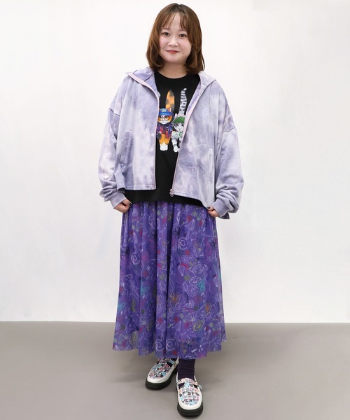 ScoLar - スカラー143775：ムラ染めスカラーちゃんプリントパーカー ScoLar パーカー SALE スカラー 143775 ムラ染めスカラーちゃん
