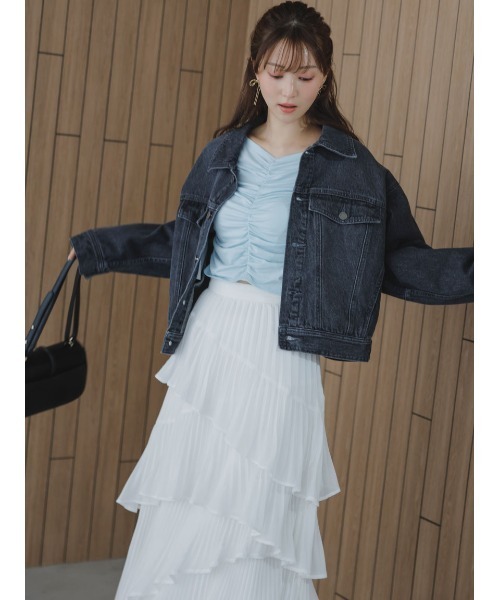 snidel ギャザーオフショルカットソー ライトブルー スナイデル SNIDEL 新作10%OFF スナイデル トップス 25春夏 ギャザー