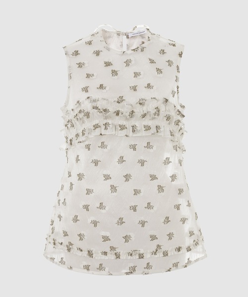 タンクトップ ノースリーブ TANK TOP WITH RUFFLE DETAILS レディース