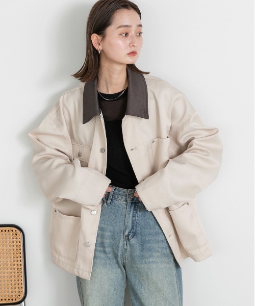 ad thie（アドティエ） カバーオール カラー配色 ツイル ワーク