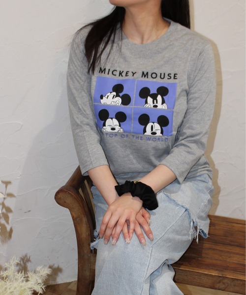 2025新作モデル Disney 7分袖T 「DISNEY/ディズニー」プリント/刺繍 tシャツ トップス