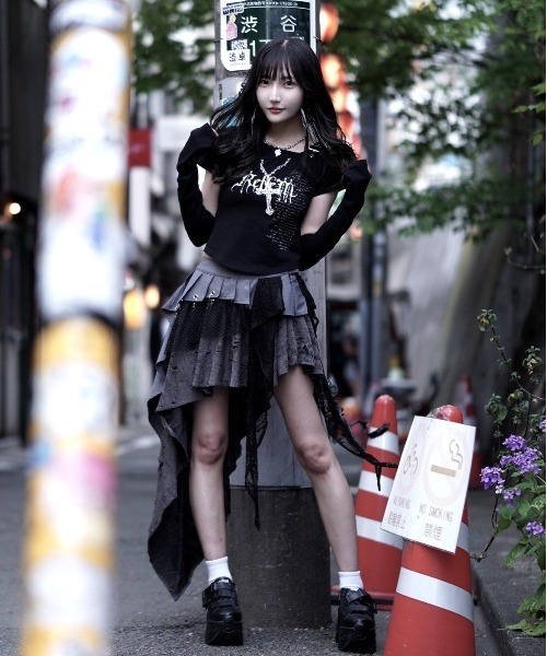 REFLEM アームカバー付きクロップドTシャツ/ハーフスリーブカットソー REFLEM tシャツ 「REFLEM/レフレム」アームカバー付きクロップド
