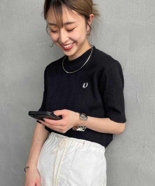 FRED PERRY 別注 ランダムリブ ワンポイント刺繍Tシャツ 8 FRED PERRY/フレッドペリー] 別注 ランダムリブ ワンポイント