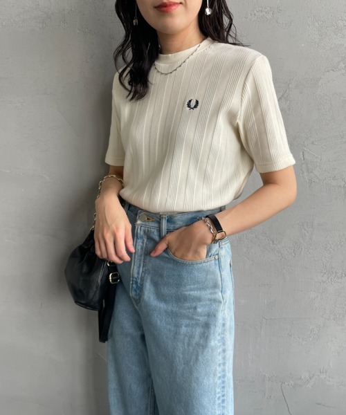FRED PERRY 別注 ランダムリブ ワンポイント刺繍Tシャツ FRED PERRY tシャツ 「FRED PERRY/フレッドペリー」 別注