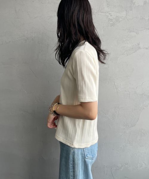 [FRED PERRY/フレッドペリー] クロップド丈 ランダムリブカットソー FRED PERRY tシャツ 「FRED PERRY/フレッドペリー」 クロップド