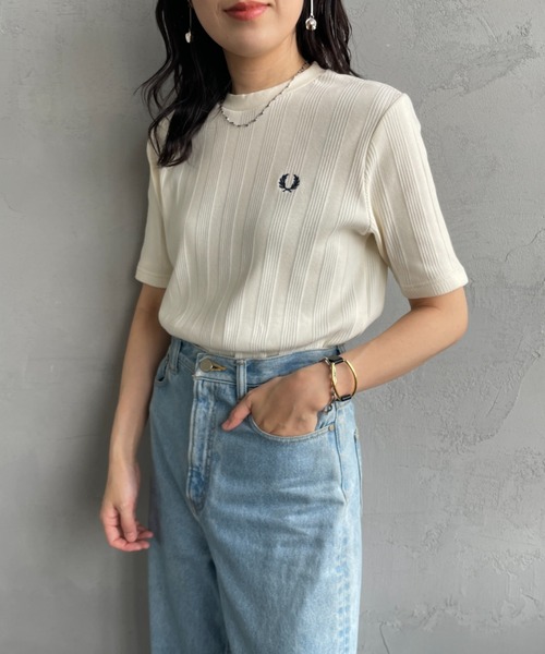 FRED PERRY 別注 ランダムリブ ワンポイント刺繍Tシャツ FRED PERRY tシャツ 「FRED PERRY/フレッドペリー」 別注
