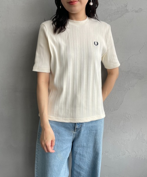 すぐ届く【FRED PERRY】ランダムリブ ワンポイント刺繍Tシャツ FRED PERRY/フレッドペリー] 別注 ランダムリブ ワンポイント