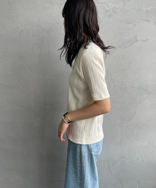 [FRED PERRY/フレッドペリー] クロップド丈 ランダムリブカットソー FRED PERRY/フレッドペリー] クロップド丈 ランダムリブ