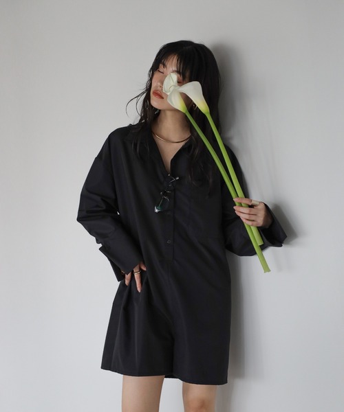 ENC オールインワン broadcloth shirt rompers / ブロードシャツ