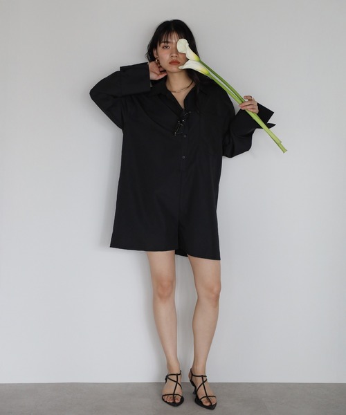 ENC オールインワン broadcloth shirt rompers / ブロードシャツ 