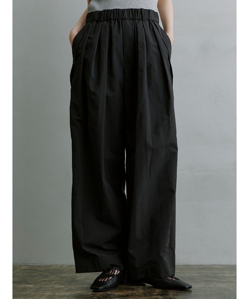 新品【MIESROHE ミースロエ】ワイド　ハーフ パンツ　ガウチョ　タック　黒 MIESROHE パンツ スポーティー3タックパンツ レディース