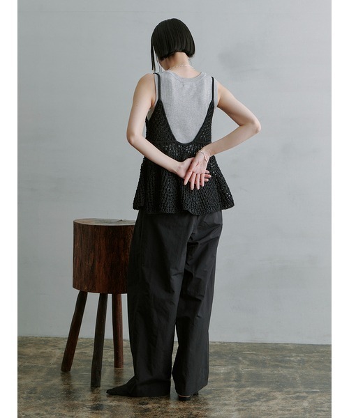 新品【MIESROHE ミースロエ】ワイド　ハーフ パンツ　ガウチョ　タック　黒 MIESROHE パンツ スポーティー3タックパンツ レディース