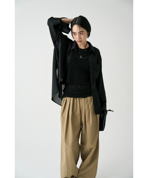 新品【MIESROHE ミースロエ】ワイド　ハーフ パンツ　ガウチョ　タック　黒 MIESROHE パンツ スポーティー3タックパンツ レディース
