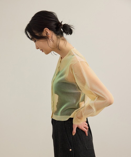 ROPE' カーディガン 「洗える」シャイニーラメカーディガン