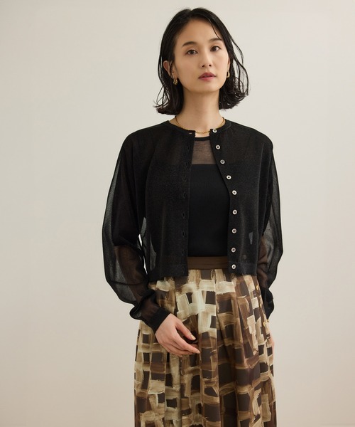 ROPE シャイニーラメカーディガン ROPE' カーディガン 「洗える」シャイニーラメカーディガン