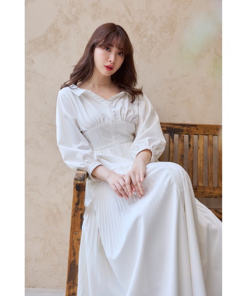 【正規品】Her lip to ワンピースM ホワイト Her lip to 「Her to」 長袖ワンピース M ホワイト レディース