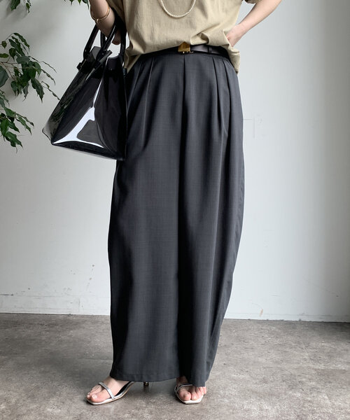 美品☆ DouDou ハイウエストパンツ ブラック DouDou パンツ 「WEB限定」 ボリュームタックパンツ レディース