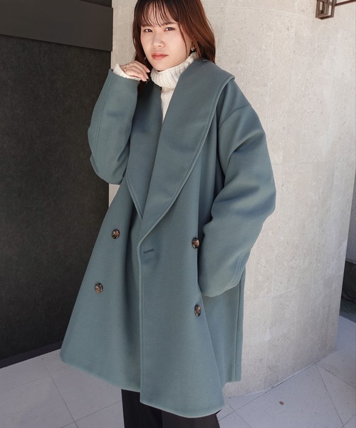 「CORNERS」 ピーコート L グリーン レディース_画像2