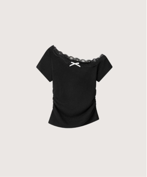 tシャツ Asymmetry Ribbon Top レディース