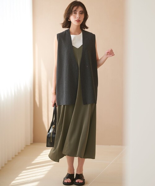 23区 ベスト ジレ 「洗える/吊り干しOK」ヴィスコースストレッチ