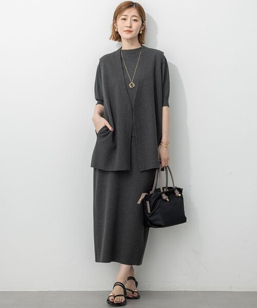 23区 ベスト ジレ 「洗える/吊り干しOK」ヴィスコースストレッチ