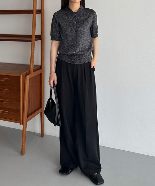 「callautia」 半袖ポロシャツ LARGE ブラック レディース