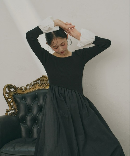 Olu.（オルドット） ワンピース ニットドッキングバルーンワンピース