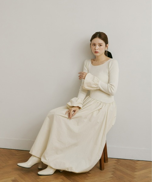 【完売商品】Olu.　ニットドッキングバルーンワンピース pick up item- #ニットドッキングバルーンワンピース ¥12,800(tax-in