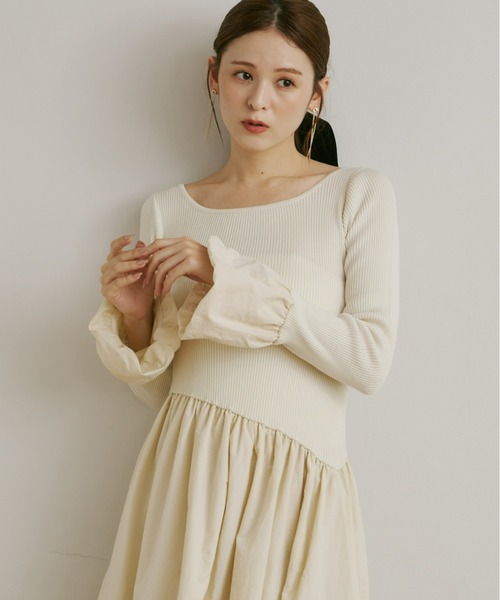 Olu.（オルドット） ワンピース ニットドッキングバルーンワンピース