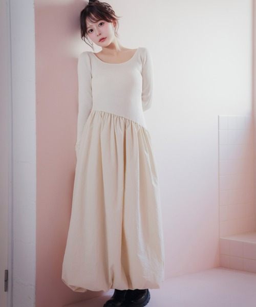 Olu.（オルドット） ワンピース ニットドッキングバルーンワンピース