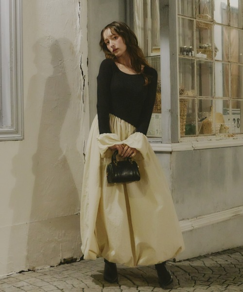 Olu.（オルドット） ワンピース ニットドッキングバルーンワンピース