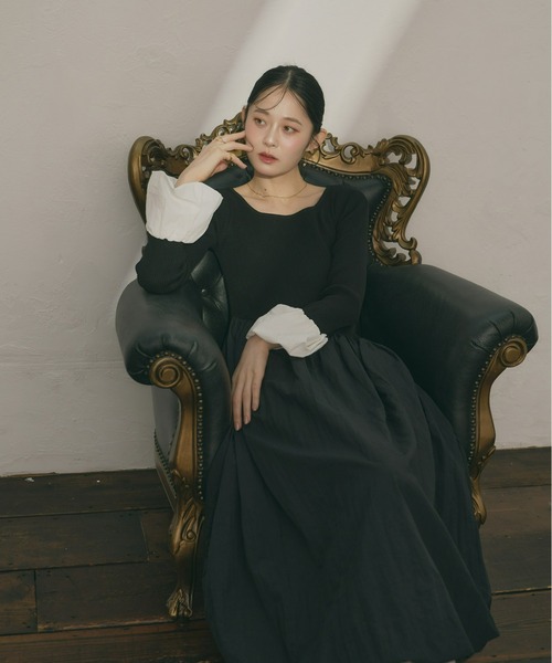 Olu.（オルドット） ワンピース ニットドッキングバルーンワンピース