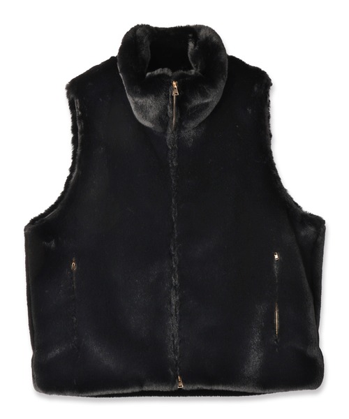 コート ジャケット Eco Fur Zip Up Stand Collar Vest メンズ レディースの画像