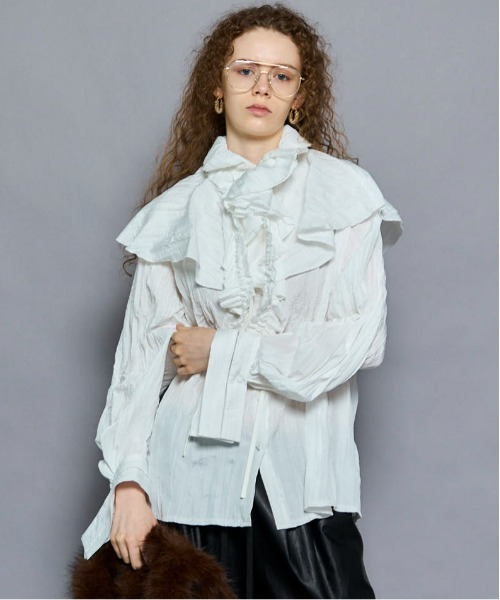 ブラウス シャツ 「25AW PRE-ORDER」2way Ruffled Frilled Blouse/2WAYラッフルフリルブラウス「MAISON